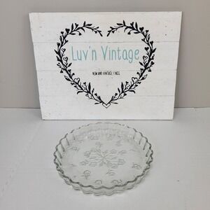 Anchor Hocking Savannah 10"‎ Glass Pie Plate Quiche Serving Dish Vintage Retired
